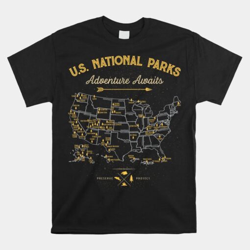 63 National Parks Map Us Park Unisex T-Shirt