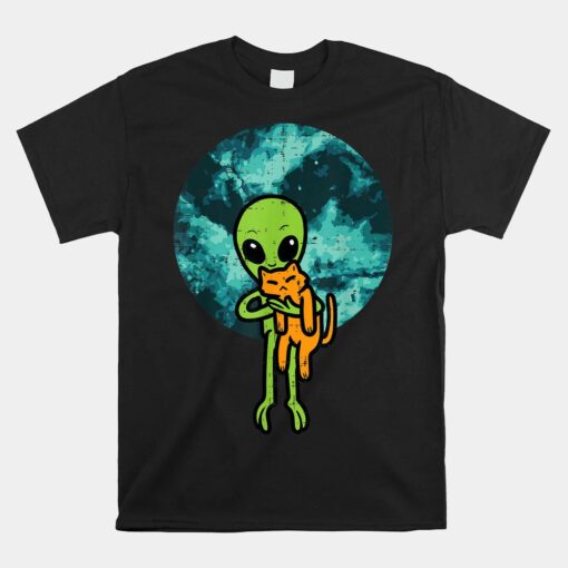 Alien And Cat Funny Ufo Space Feline Pet Owner Unisex T-Shirt