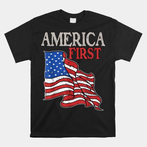 America First USA Unisex T-Shirt American Patriot Flag Memorial Day Unisex T-Shirt