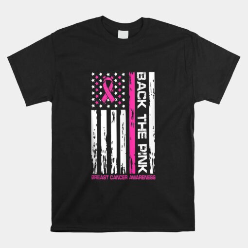 American Flag Back The Pink Breast Cancer Awareness Unisex T-Shirt