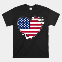 American Flag Heart 4th Of July Heart Usa Flag Heart Unisex T-Shirt