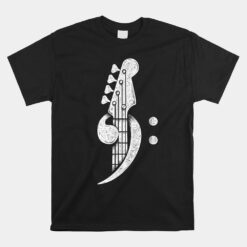 Bass Cleff Headstock Bassist Bass Guitar Musician Music Unisex T-Shirt