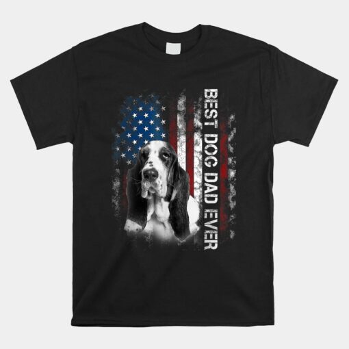 Basset Hound Dad Vintage American Flag Unisex T-Shirt