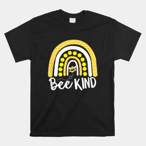 Bee Kind Unisex T-Shirt Rainbow Bumble Bee Honeycomb Yellow Honey Unisex T-Shirt