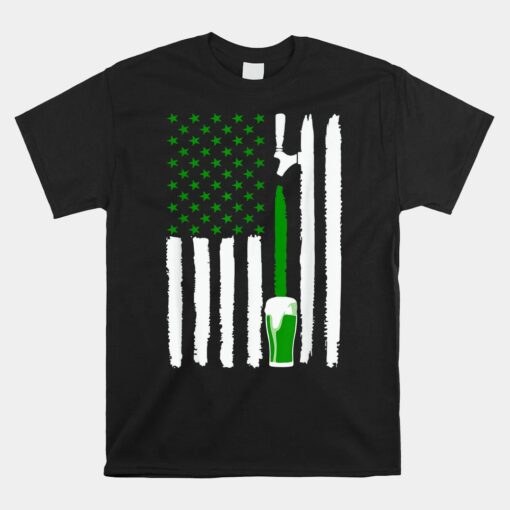 Beer American Flag Patriotic Irish Bar St Patricks Day Unisex T-Shirt