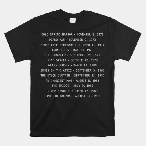 Billy Joel Albums Set List Unisex T-Shirt