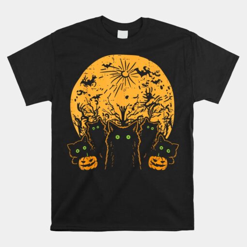 Black Cats Full Moon Halloween Unisex T-Shirt