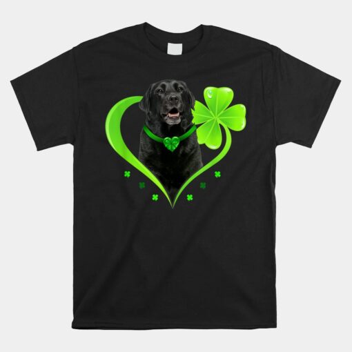 Black Lab In Shamrock Heart St Patricks Day Unisex T-Shirt