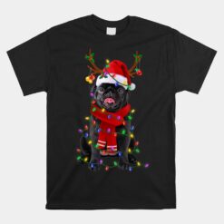 Black Pug Dog Tree Christmas Lights Xmas Pajama Unisex T-Shirt