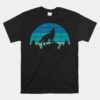 Blue Retro Wolf Forest Print Wild Animal Wilderness Wolves Unisex T-Shirt