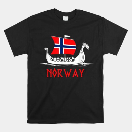 Boat Norwegian Flag Norway Viking Ship Norway Unisex T-Shirt