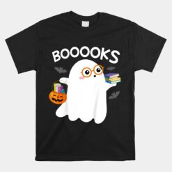 Booooks Cute Ghost Reading Library Books Halloween Unisex T-Shirt