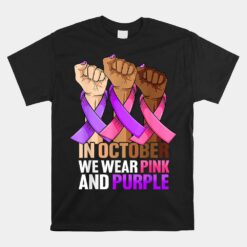 Breast Cancer Domestic Violence Awareness Pink Purple Ribbon Unisex T-Shirt