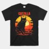 Catzilla Japanese Kanji Retro Mountain Sunset Unisex T-Shirt