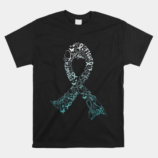 Cervical Cancer Fight Warrior Teal Cancer Ribbon Unisex T-Shirt