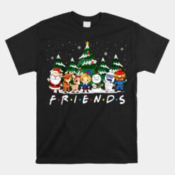 Christmas Friends Santa Rudolph Snowman Xmas Family Pajamas Unisex T-Shirt