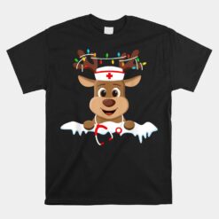 Christmas Nurse Love NICU RN ER Santa Reindeer Nurse Hat Elf Unisex T-Shirt