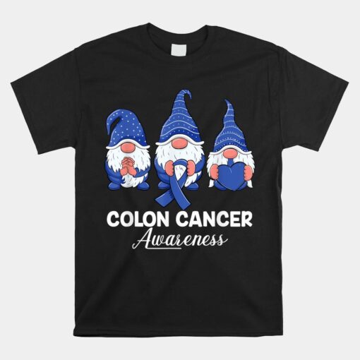 Colon Cancer Support Gnomes With Ribbon Colorectal Awareness Unisex T-Shirt