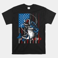 Cool Fishing American Flag USA Fish Unisex T-Shirt