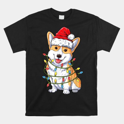 Corgi Santa Christmas Tree Lights Xmas Unisex T-Shirt