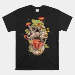 Cottagecore Frog Skull Mushroom Collector Unisex T-Shirt