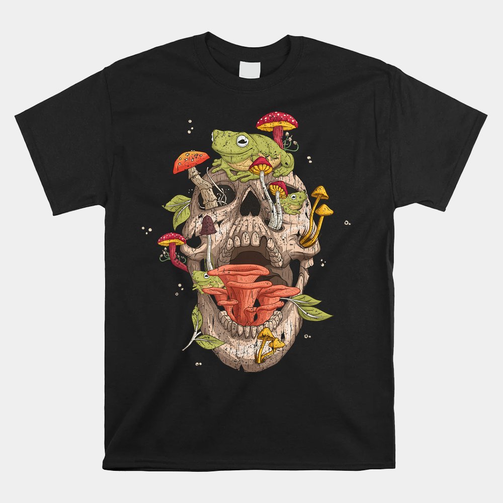 Cottagecore Frog Skull Mushroom Collector Unisex T-Shirt