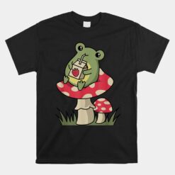 Cottagecore Frog Unisex T-Shirt Cottagecore Aesthetic Frog Mushroom Unisex T-Shirt