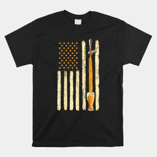 Craft Beer Tap Distressed American Flag Patriotic Alcohol Unisex T-Shirt