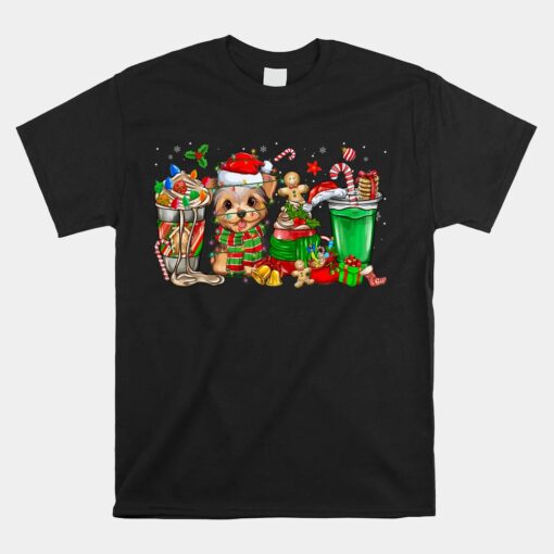 Cups Of Iced Coffee Yorkie Dog Christmas Tree Lights Unisex T-Shirt