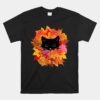 Cute Black Cat Pile Of Leaves Cute Cats And Fall Season Unisex T-Shirt