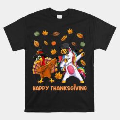 Dabbing Turkey Unicorn Thanksgiving For Girls Pilgrim Hat Unisex T-Shirt