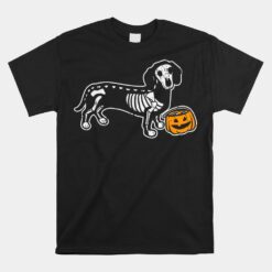 Dachshund Skeleton Jack O Lantern Wiener Dog Halloween Unisex T-Shirt