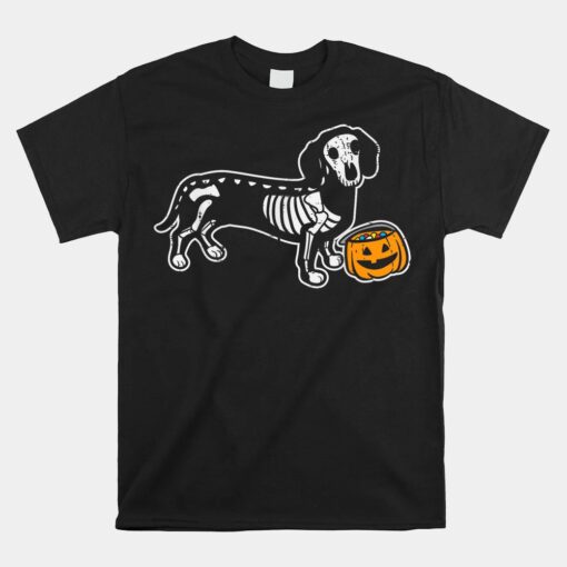 Dachshund Skeleton Jack O Lantern Wiener Dog Halloween Unisex T-Shirt