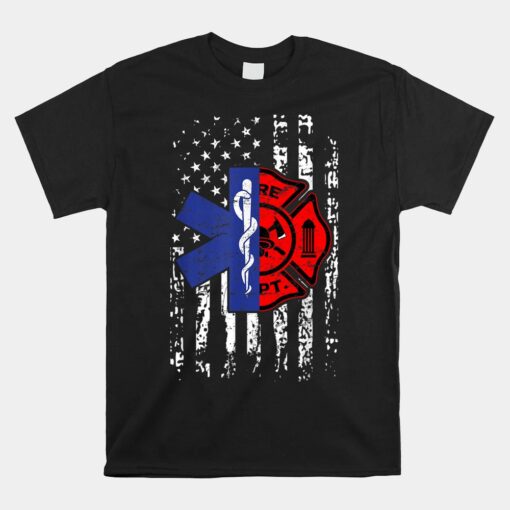 EMT Firefighter Unisex T-Shirt Firefighter EMT American Flag Unisex T-Shirt