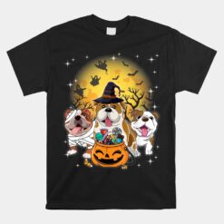 English Bulldog Mummy Witch Dog Moon Ghosts Unisex T-Shirt