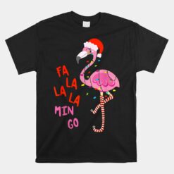 Fa La La Mingo Flamingo Christmas Tree Lights Tropical Unisex T-Shirt