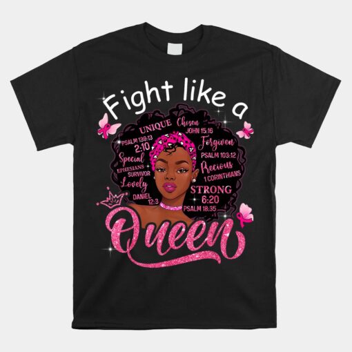 Fight Like A Queen Breast Cancer Warriors Black Women Afro Unisex T-Shirt