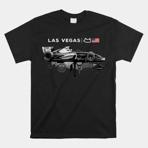 Formula Racing Open Wheel Car Las Vegas Circuit Usa Flag Unisex T-Shirt