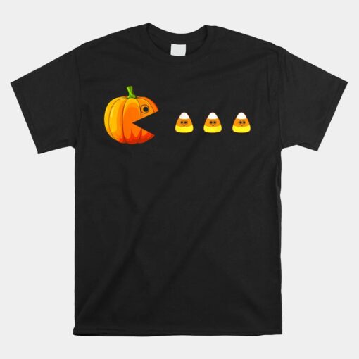 Funny Pumpkin Eating Candy Corn Halloween Unisex T-Shirt