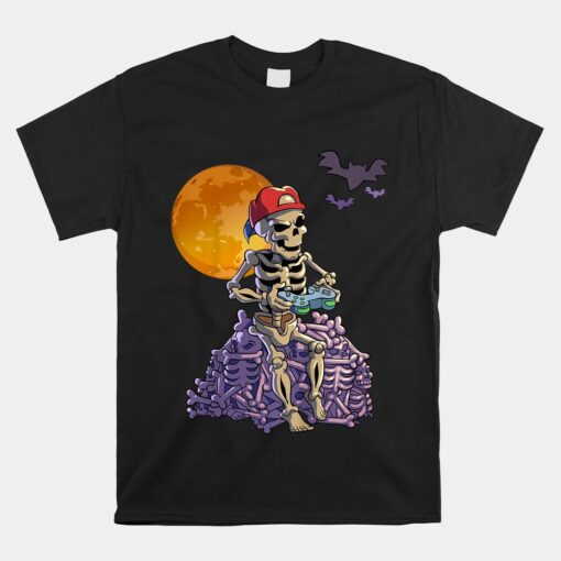 Gamer Skeleton Halloween Boys Video Games Gaming Halloween Unisex T-Shirt