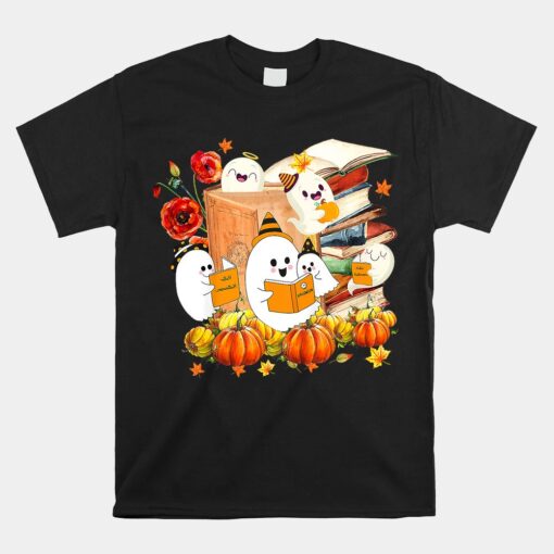 Ghost Book Reading Boo Spooky Halloween Books Unisex T-Shirt