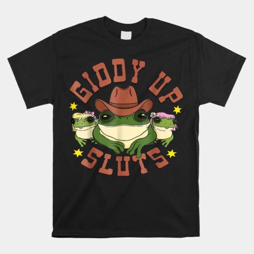 Giddy Up Funny Frogs Western Unisex T-Shirt