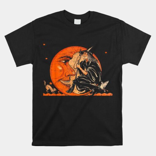 Great Vintage Witch And Moon Halloween Unisex T-Shirt