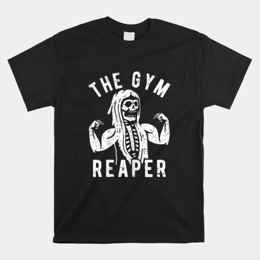 Gym Reaper Halloween Costume Funny Skeleton Fitness Workout Unisex T-Shirt