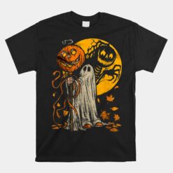 Halloween Pumpkin Ghost Autumn Leaves Unisex T-Shirt