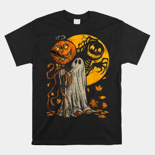 Halloween Pumpkin Ghost Autumn Leaves Unisex T-Shirt