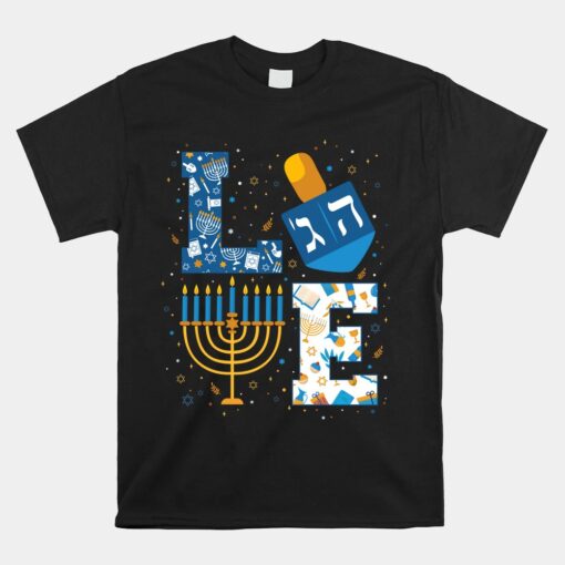 Hanukkah Love With Menorah For Jewish Christmas Holiday Unisex T-Shirt