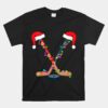 Hockey Santa Hat Christmas Lights Unisex T-Shirt