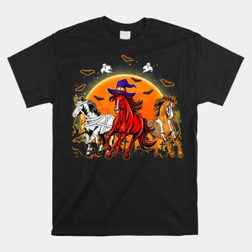 Horse Mummy Witch Pumpkin Halloween Horror Unisex T-Shirt