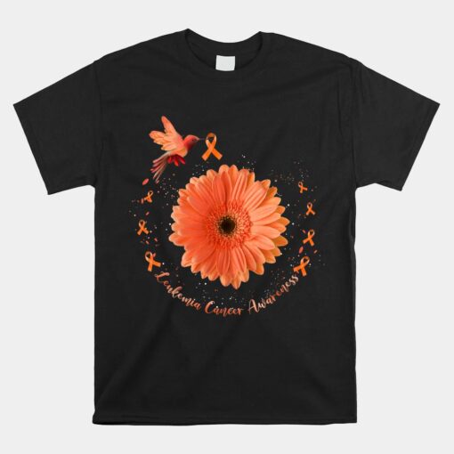 Hummingbird Orange Sunflower Leukemia Cancer Awareness Unisex T-Shirt